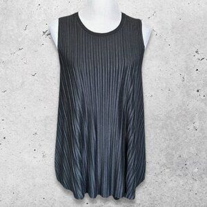 Philosophy Blouse Sleeveless Soft Pleated Flowy Lightweight Black Women's Medium